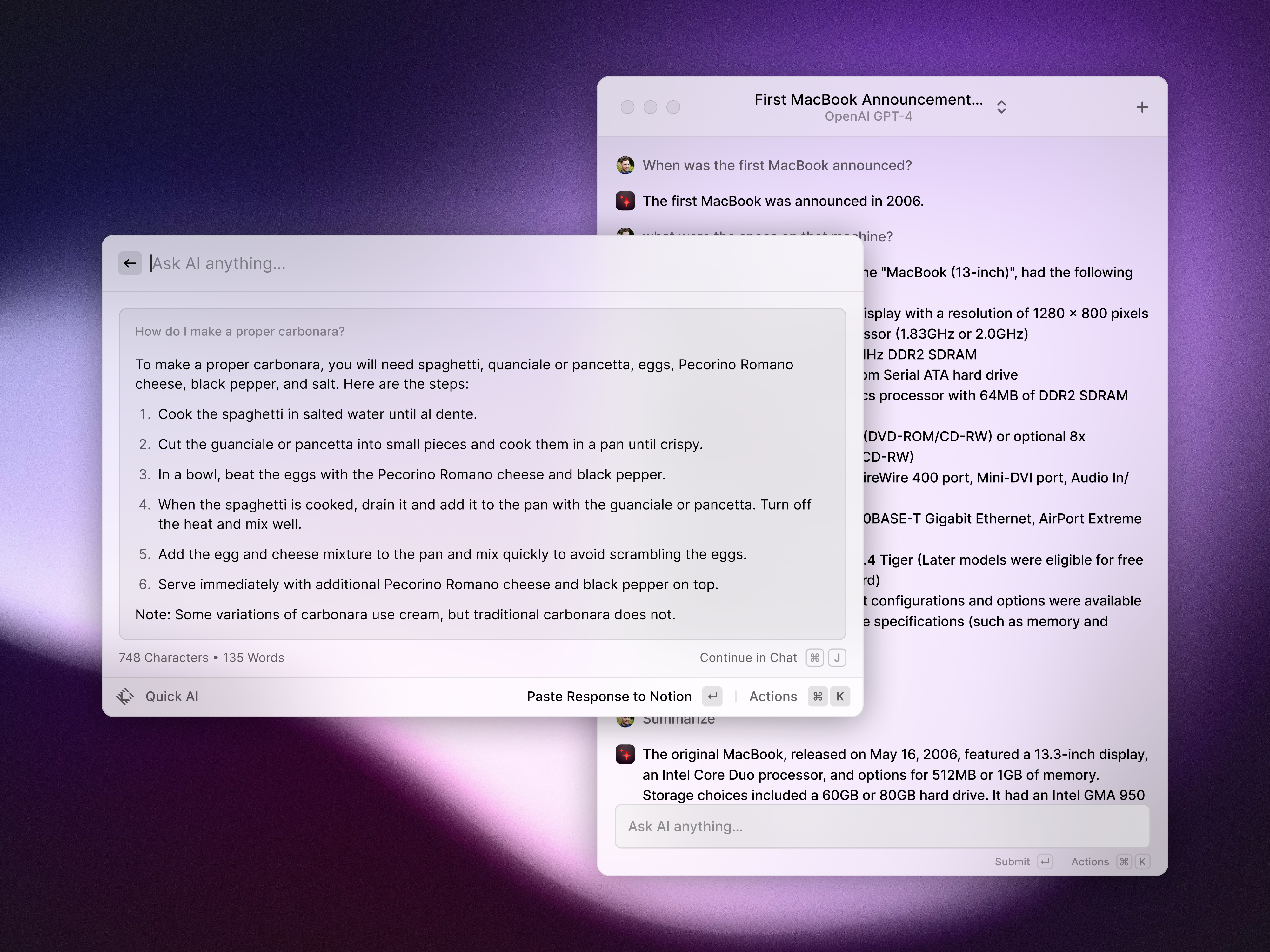 Raycast Command Bar on Mac with quick commands