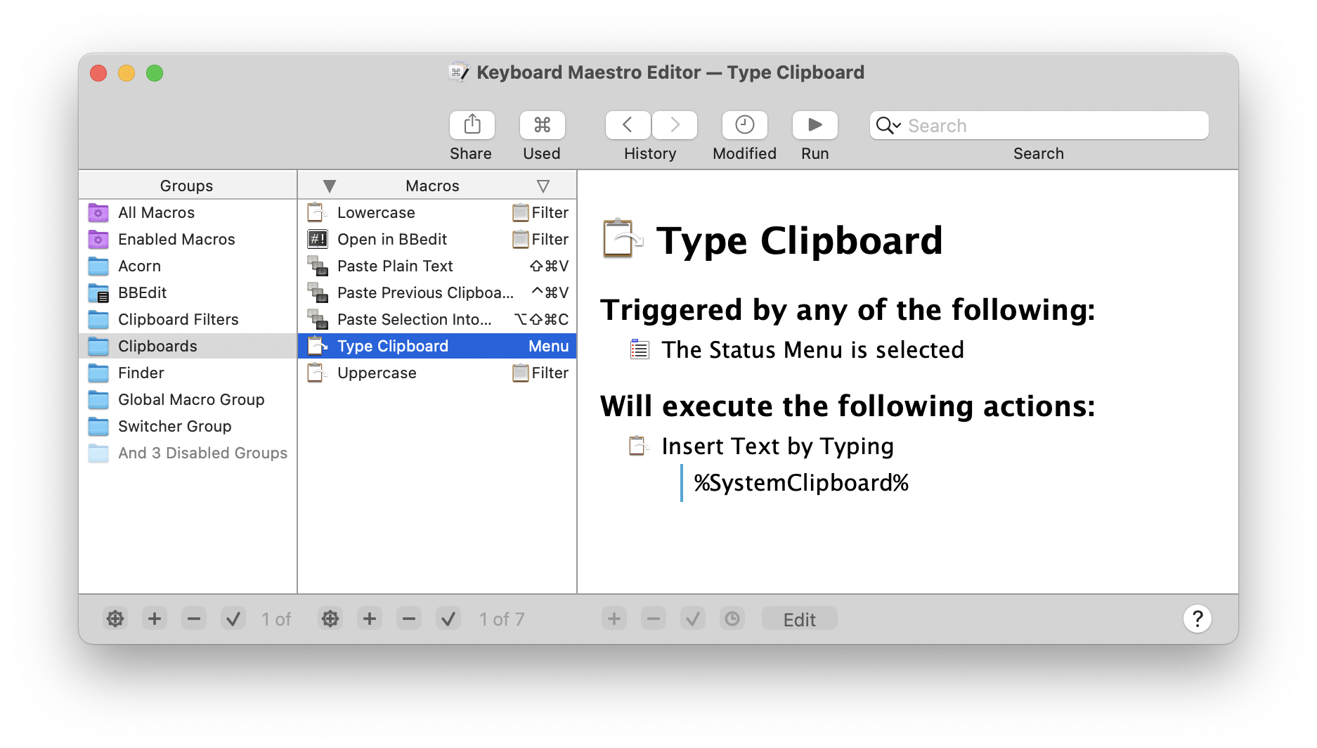 Keyboard Maestro macro editor on Mac