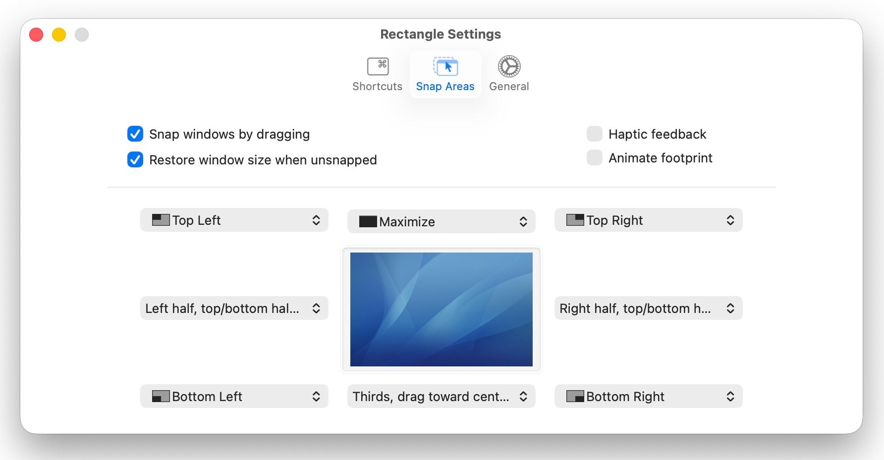Rectangle interface on Mac
